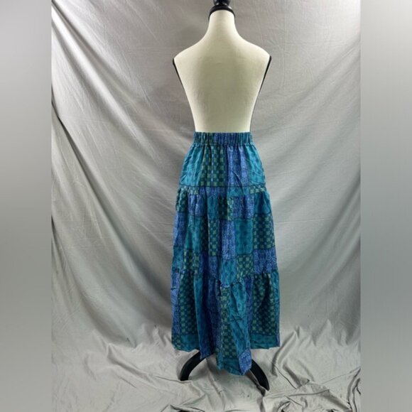 Boho Patchwork Print Maxi Skirt Blue - Picture 10 of 10